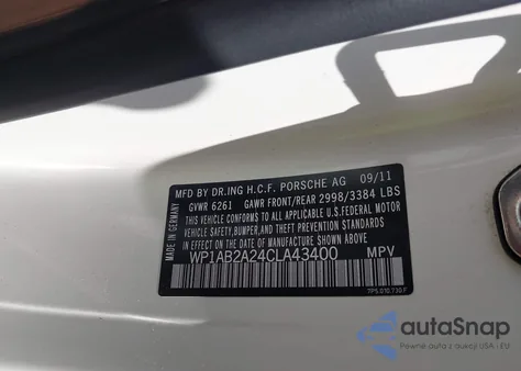 2012 Porsche Cayenne S z USA, uszkodzony, nr VIN WP1AB2A24CLA43400